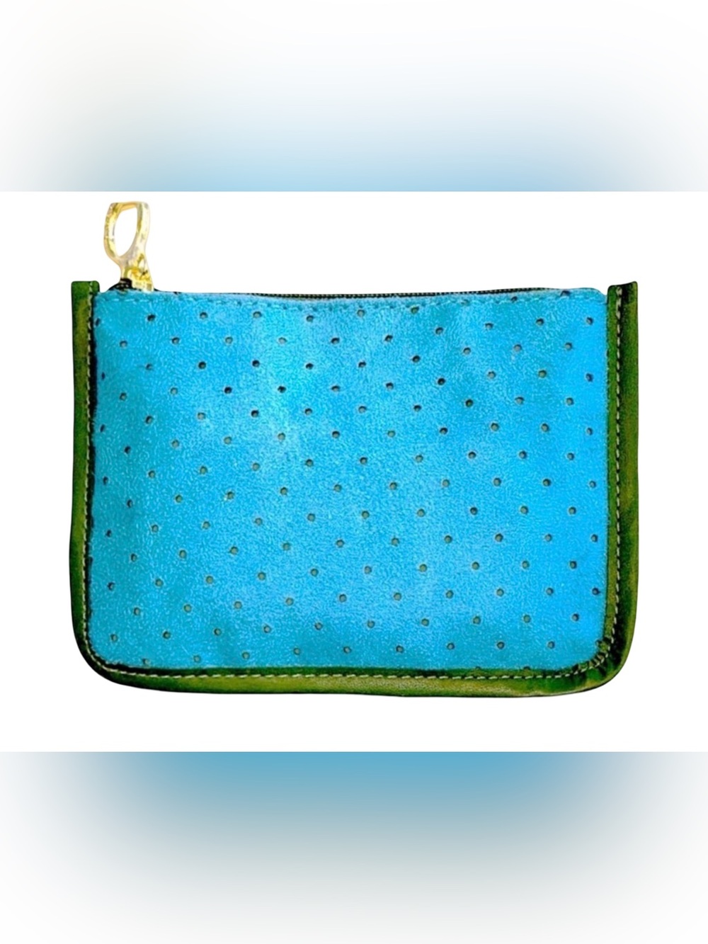 Estée Lauder Blue Perforated Cosmetic Pouch I Gold Logo Zip | NWOT